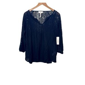 NWT Laundry By Shelli Segal Elegant Black Lace, with black Cami Top Size Medium